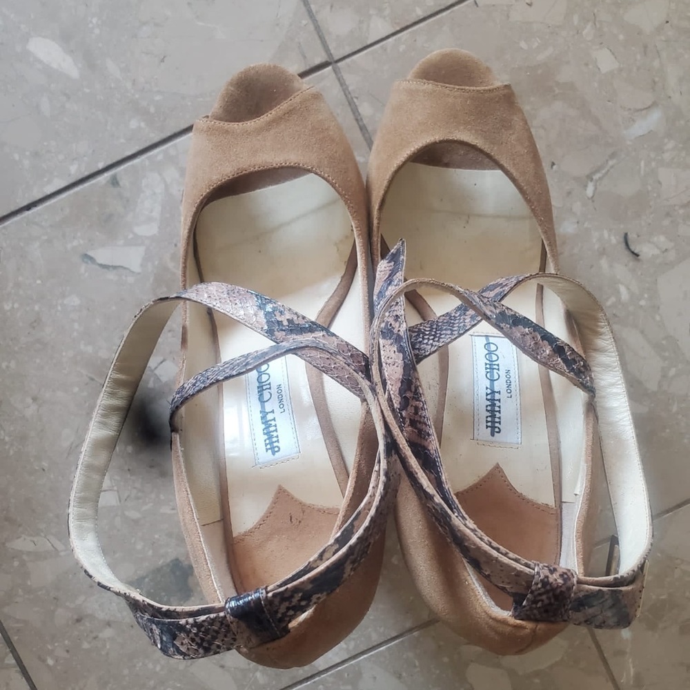 Jimmy Choo Tan Platform Sandals With Python Strap… - image 2